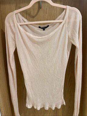 Gucci Long Sleeve Scoop Neck Top in Pale Pink